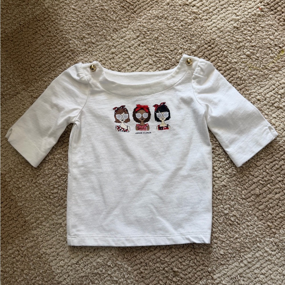Janie and Jack White Long Sleeve Tee with Graphic